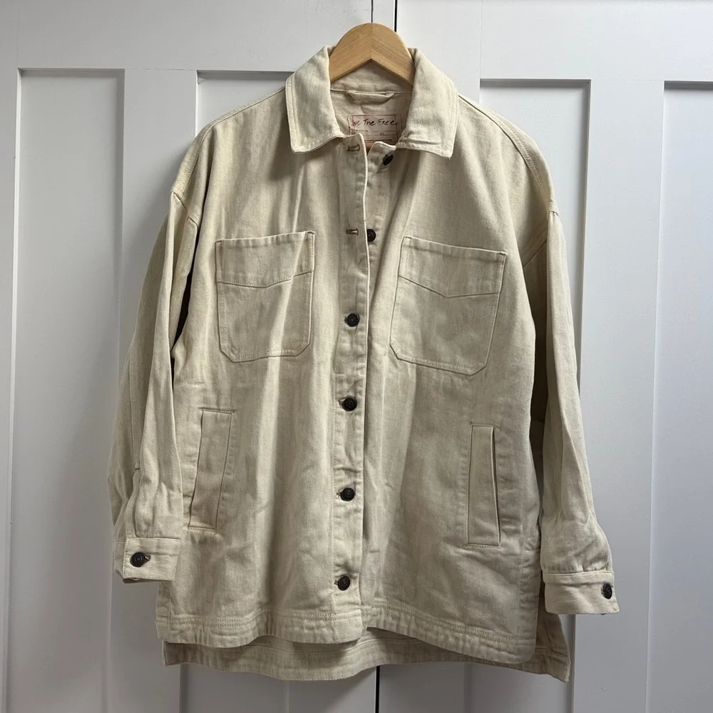 NWT Free People We The Free Madison City Denim Jacket, Tofu Beige - XS - Picture 4 of 8
